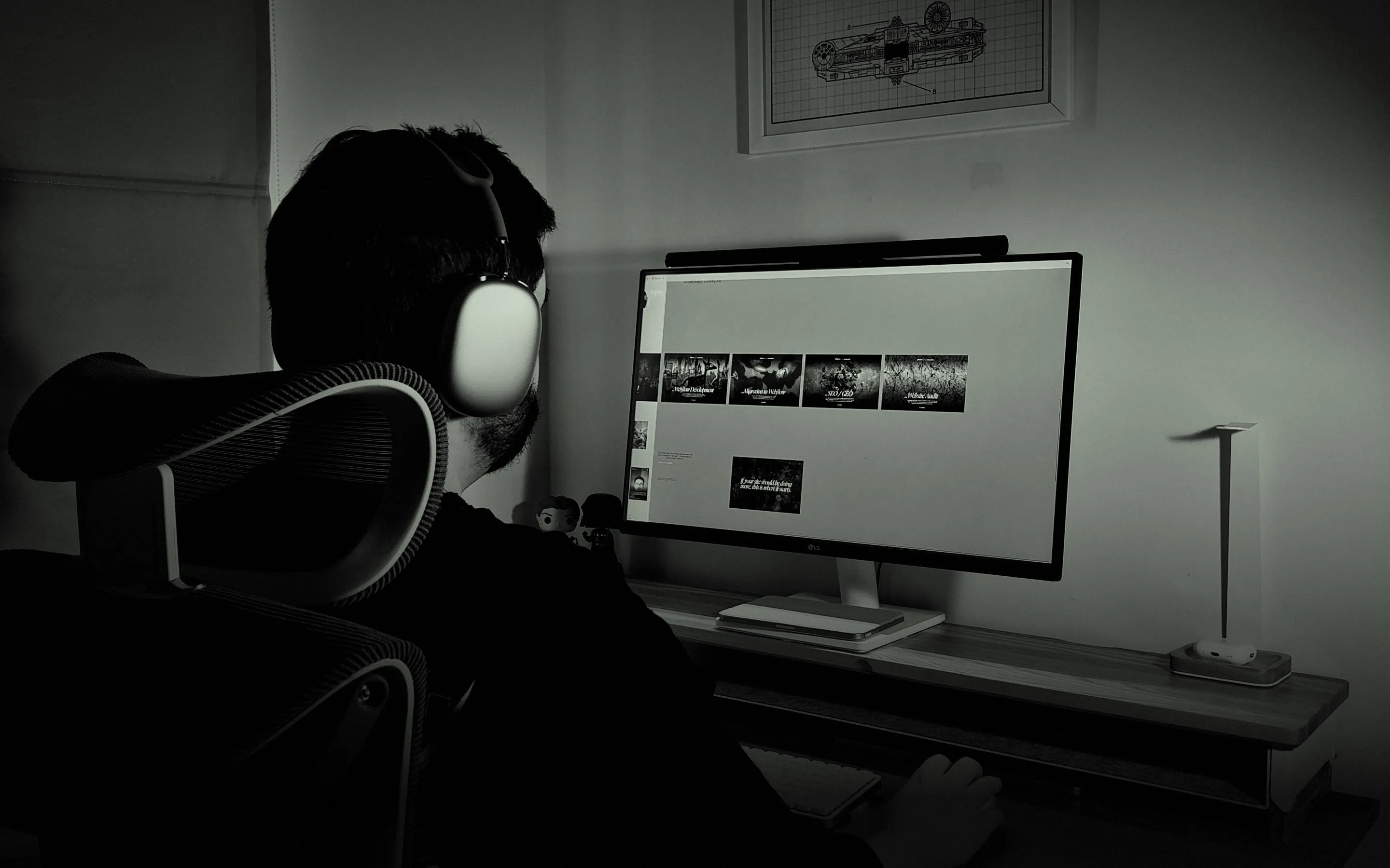 Ihor at his desk, working on a website